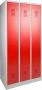 ABC Kantoormeubelen industriële locker garderobekast 3- delig rood op de sokkel en opening voor hangoogsluiting (zonder hangslot geleverd) - Thumbnail 2
