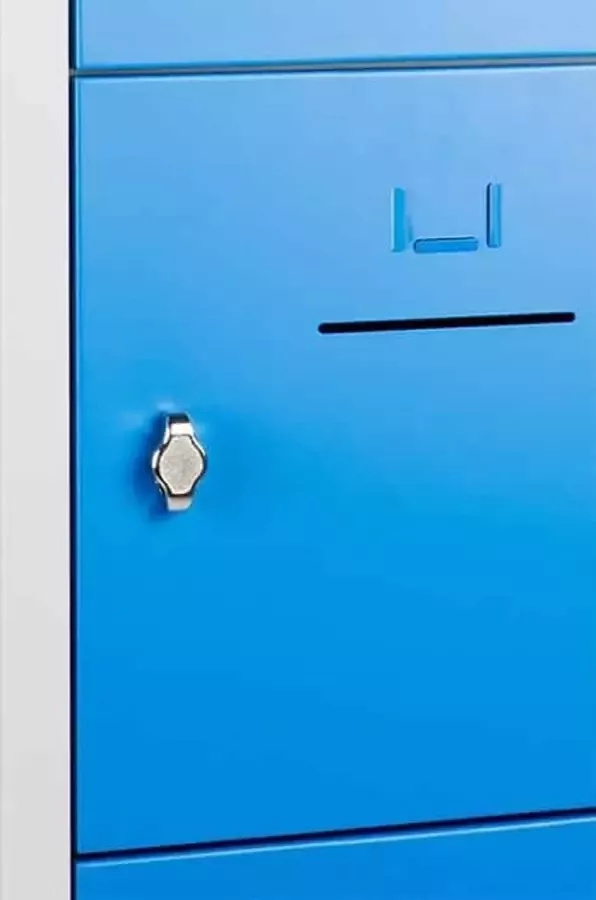 ABC Kantoormeubelen lockerkast shc met 10 deuren voorzien van brievensleuf in blauw met cilinderslot