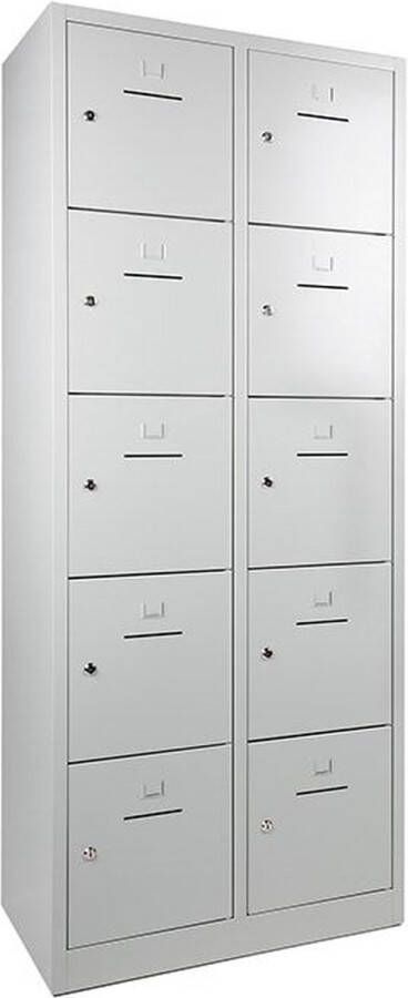 ABC Kantoormeubelen Lockerkast SHC met 10 deuren voorzien van brievensleuf in grijs met cilinderslot - Foto 2