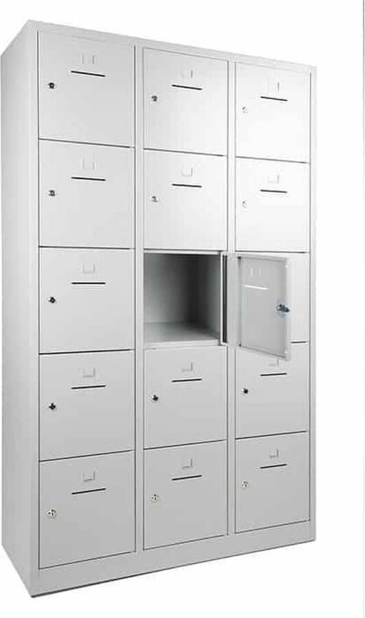 ABC Kantoormeubelen lockerkast shc met 10 deuren voorzien van brievensleuf in wit met hangoogsluiting (excl. hangslot)