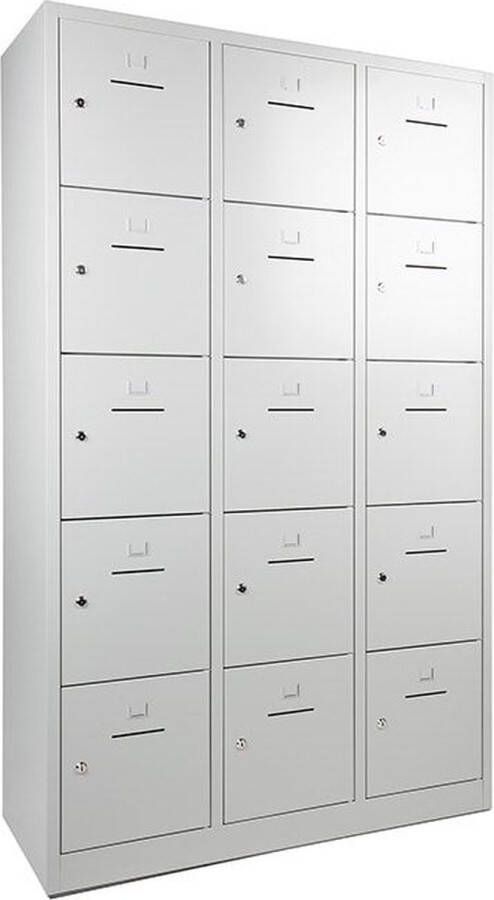 ABC Kantoormeubelen Lockerkast SHC met 15 deuren voorzien van brievensleuf in rood met hangoogsluiting (excl. hangslot)