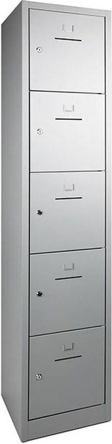 ABC Kantoormeubelen Lockerkast SHC met 5 deuren voorzien van brievensleuf in aluminium met cilinderslot