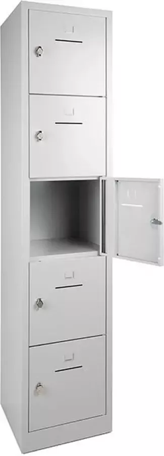 ABC Kantoormeubelen Lockerkast SHC met 5 deuren voorzien van brievensleuf in aluminium met cilinderslot - Foto 2