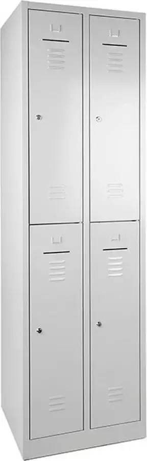 ABC Kantoormeubelen Lockerkast wrc 4 deurs met grijze deuren en uitgevoerd met cilinderslot