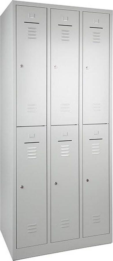 ABC Kantoormeubelen lockerkast wrc 6 deurs met blauwe deuren en uitgevoerd met hangoogsluiting (excl. hangslot)