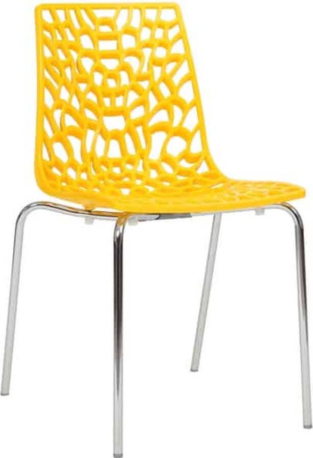 ABC Kantoormeubelen (Set van 2 stuks) Italiaanse designstoel in opengewerkt kunststof voorzien van chroom frame Blauw