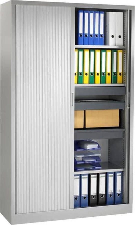 ABC Kantoormeubelen Stalen roldeurkast 198x120x43cm Zwart