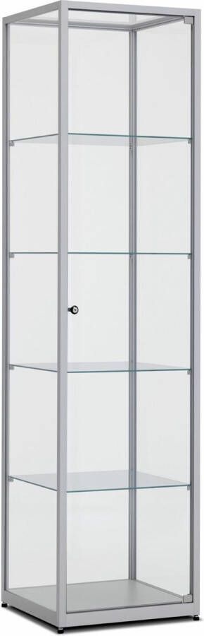 ABC Kantoormeubelen Vitrinekast 184x80x40cm haaks aluminium profiel met glazen top zonder verlichting - Foto 3