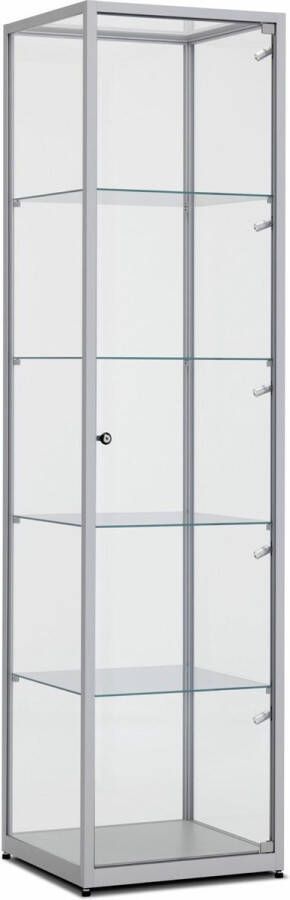 ABC Kantoormeubelen vitrinekast 200x50x50cm haaks zwart profiel met plafondverlichting - Foto 2