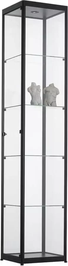 ABC Kantoormeubelen vitrinekast met 4 legborden 200x40x40 zwart