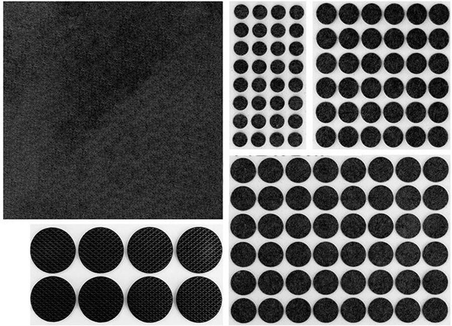 ABC-Led Meubelvilt set 125 stuks zwart zelfklevend