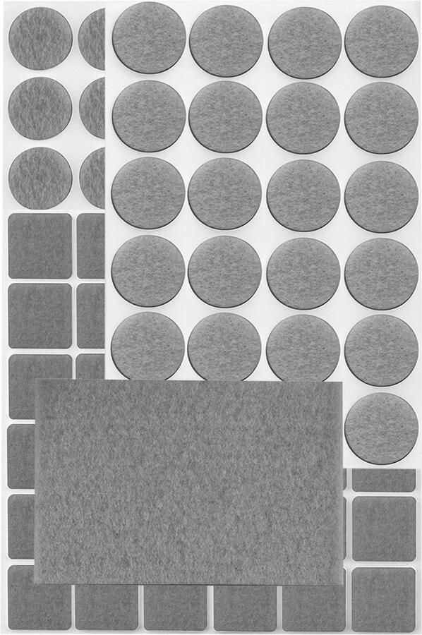 ABC-Led Zelfklevende viltglijders grijs – 106 stuks – 3 mm dik