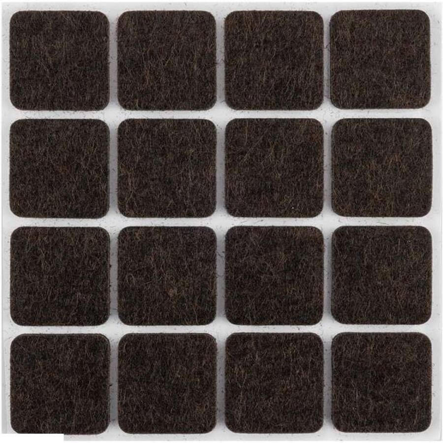 ABC-Led Zelfklevende viltjes vierkant – Donkerbruin – 25 x 25 mm – 16 stuks