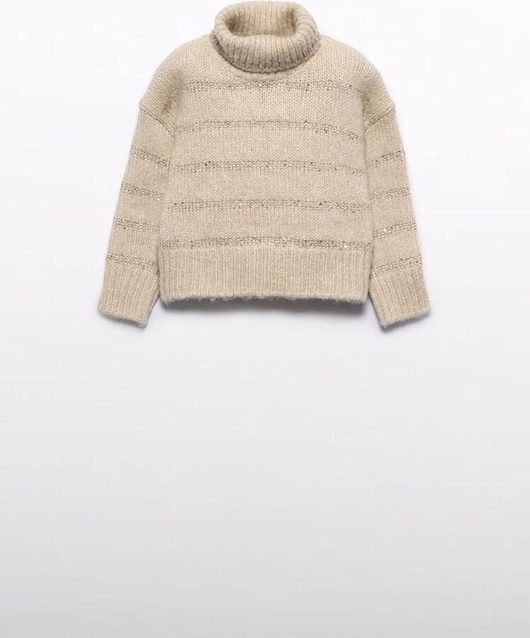 Abel & Lula Meisjes trui gestreept pailletten Beige