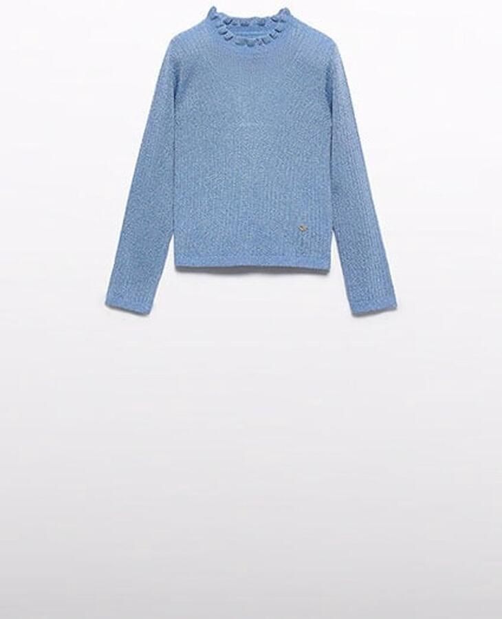 Abel & Lula winter sweater meisjes licht blauw coltrui gebreid