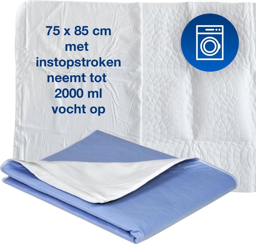 Abena Abri-Soft Wasbare Incontinentie Onderlegger 1 Incontinentie Matrasbeschermer met Instopstroken Onderlegger voor op Bed 75 x 85 cm 2000 ml absorptie