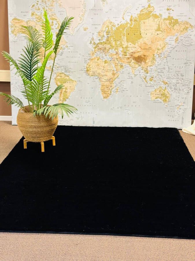 Messermann ABSA Vloerkleed 160x230 Zwart Hoogpolig Fluffy faux fur Tapijt Vloerkleed Extra dikke kwaliteit Fluffy Vloerkleed Nette afwerking- woonkamer slaapkamer tapijt 160x230-hoogpolig-vloerkleden 160x230-black friday 2024 deal - Foto 2