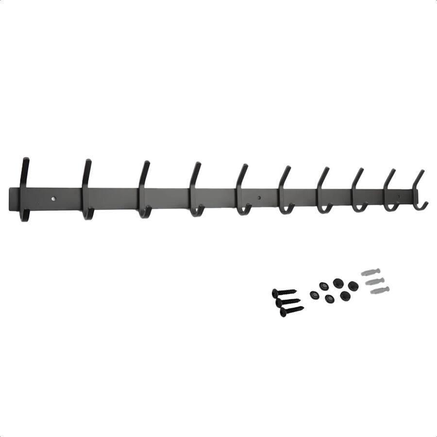 Absteigerhout Wandkapstok 20 haken 75cm Inclusief bevestigingsmateriaal RVS Kapstokken Muur Wand Kapstok Hangende Design Muurkapstok Handdoekrek Mat Zwart Metaal