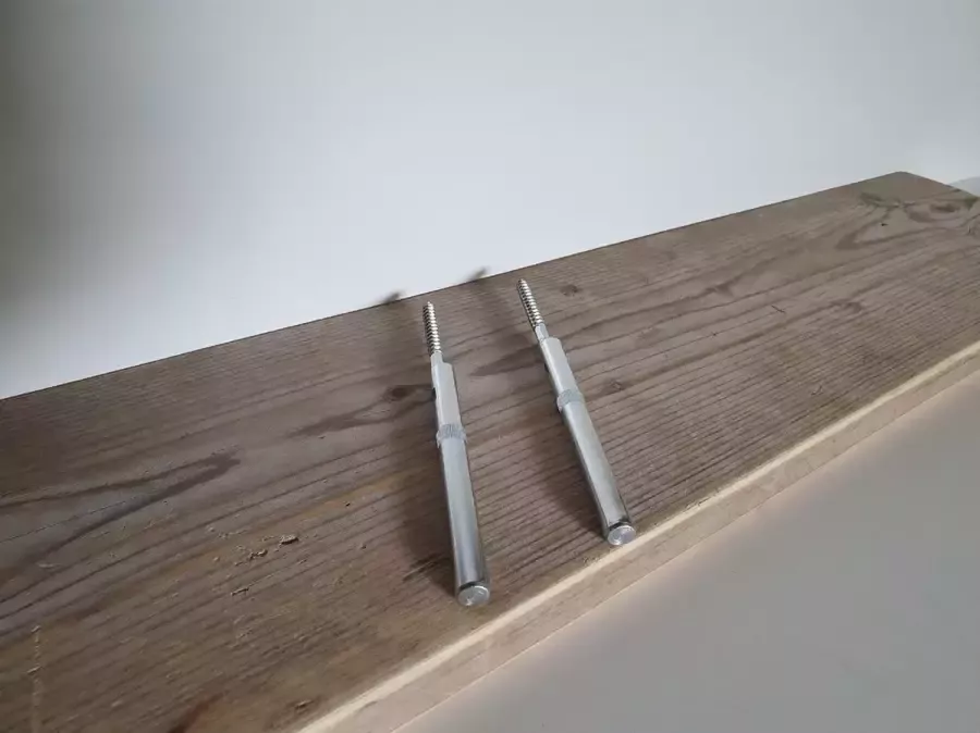 Absteigerhout Steigerhout plank + Blinde Plankdragers 95cm Steigerplank (2x geschuurd) Steigerhouten Wandplank Steigerplanken Landelijk Industrieel Loft Hout Plankdrager