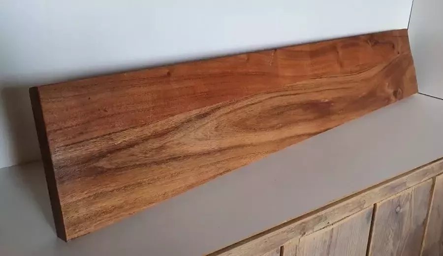 Absteigerhout Wandplank Acaciahout 90x19cm Transparante Lak Hardhout Muurplank Plank aan de Muur Industrieel Boekenplank Loft Landelijk Acacia Harder dan Eikenhout