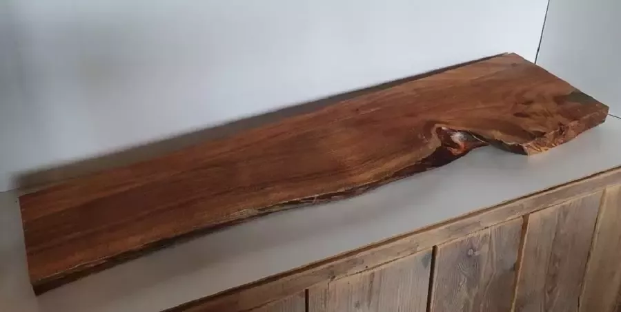 Absteigerhout Wandplank Boomstam Acaciahout 90 x +-20cm Transparante Lak Hardhout Muurplank Plank aan de Muur Industrieel Boekenplank Loft Landelijk Acacia Harder dan Eiken