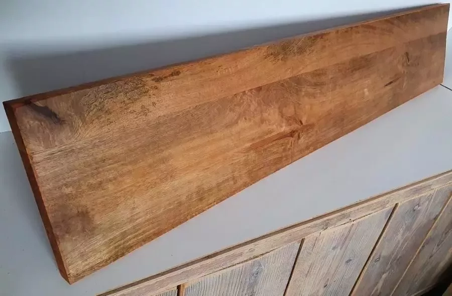 absteigerhout Wandplank Mangohout 70x19cm Transparante Lak muurplank Plank aan de Muur Industrieel Boekenplank Loft Landelijk Mango