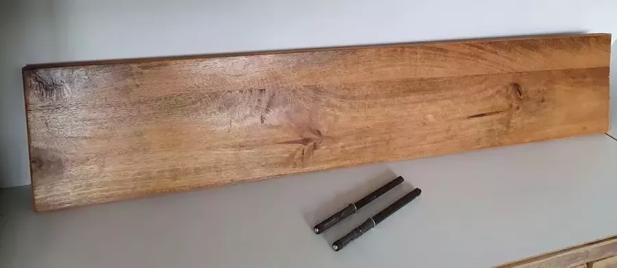 Absteigerhout Wandplank Mangohout + blinde plankdragers 70x19cm Transparante Lak muurplank Plank aan de Muur Industrieel Boekenplank Loft Landelijk Mango