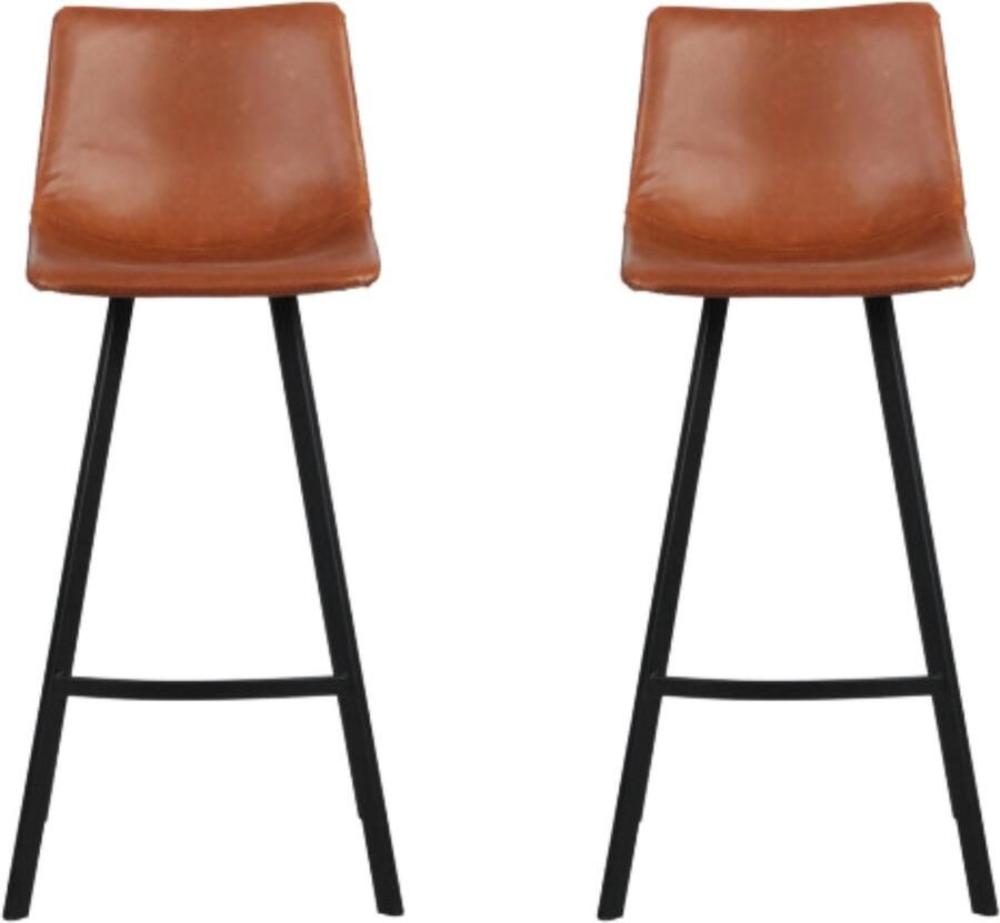 ACAZA Barkrukken set van 2 cognac Zithoogte 78 cm Barstoelen Set van 2 Barstoelen met Rugleuning Vintage Cognac Bruin