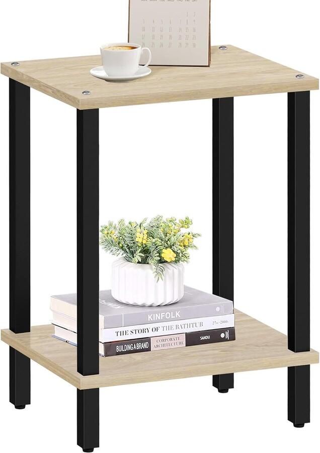 ACAZA Bijzettafel Tafeltje Warme eik 38 x 30 x 55 cm (L x B x H) Nachtkastje Tafel Industrieel Banktafel Bijzettafels Bijzettafel warme eik Bijzettafel hout Houten Bijzettafel