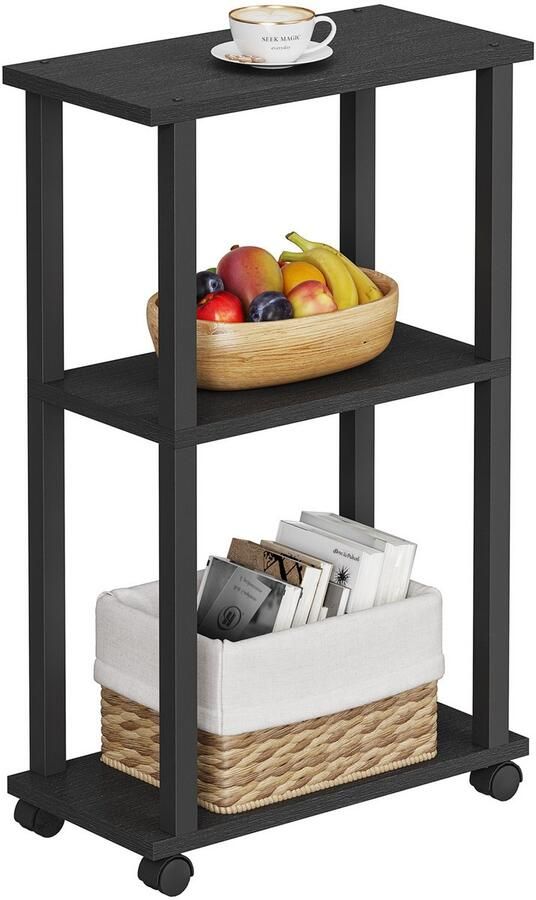 ACAZA Bijzettafel Tafeltje Zwart 40 x 20 x 62 cm (L x B x H) Tafel Industrieel Banktafel Bijzettafels