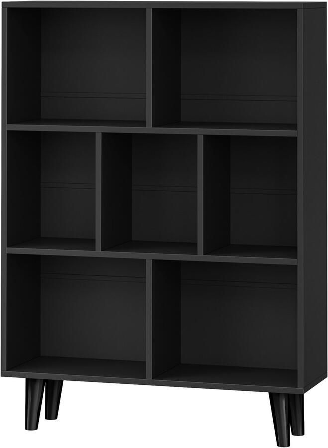 ACAZA Boekenkast Opbergkast Boekenrek 110 x 80 x 24 cm Hout Zwart