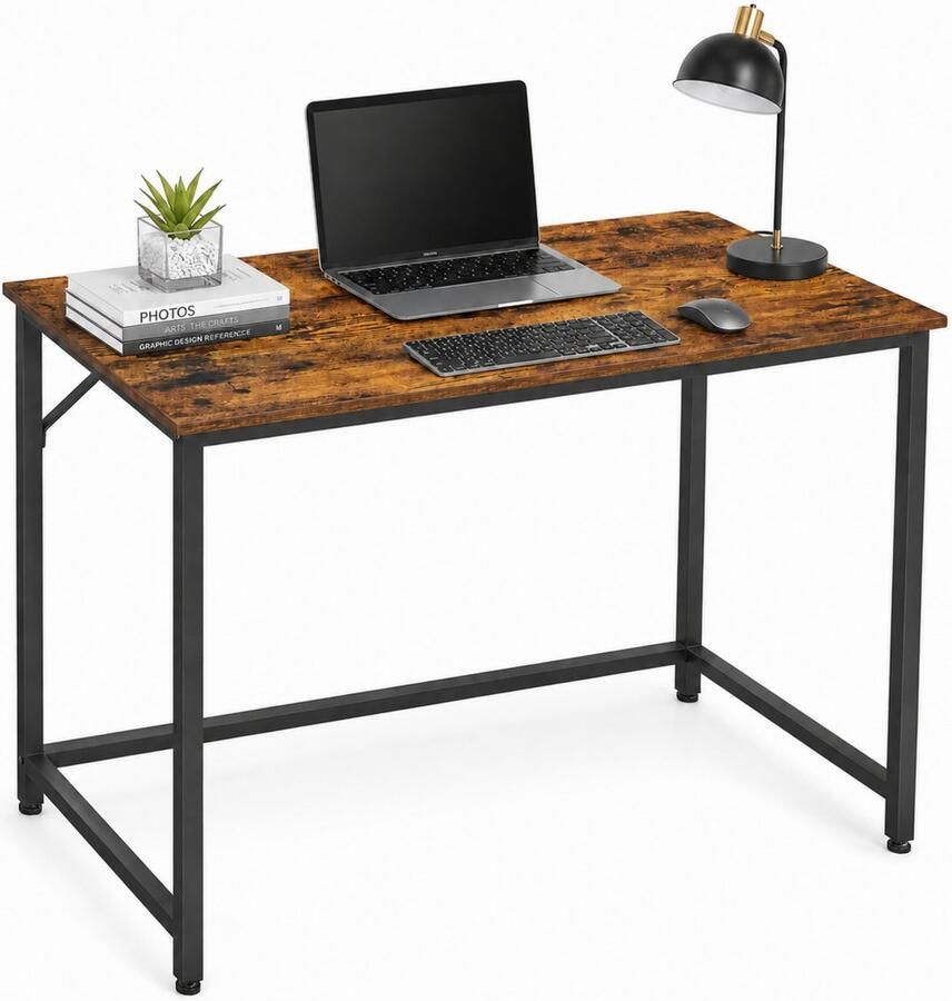 ACAZA Bureau Computertafel Vintage Bruin 100 x 50 x 75 cm (B x D x H) Laptoptafel Desk Bureautafel Computer Tafel Laptop tafel Bureau Zwart en Vintage Bruin Bureau Tafel Computerbureau Bureau hout Computer Bureau - Foto 2