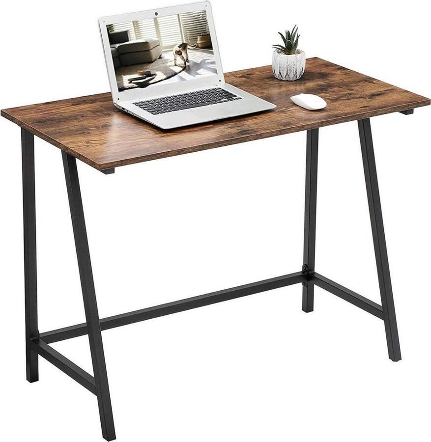 ACAZA Bureau Computertafel Vintage bruin 100 x 50 x 75 cm (B x D x H) Laptoptafel Computer Tafel Bureau Zwart en Vintage Bruin