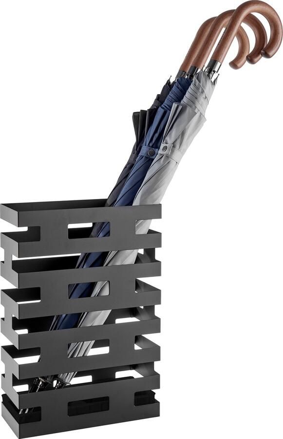 ACAZA Paraplubak Zwart XL Design 41 cm Hoog Paraplubak Rechthoekig Parapluhouder Metaal Paraplubakken voor Paraplu's en Wandelstokken