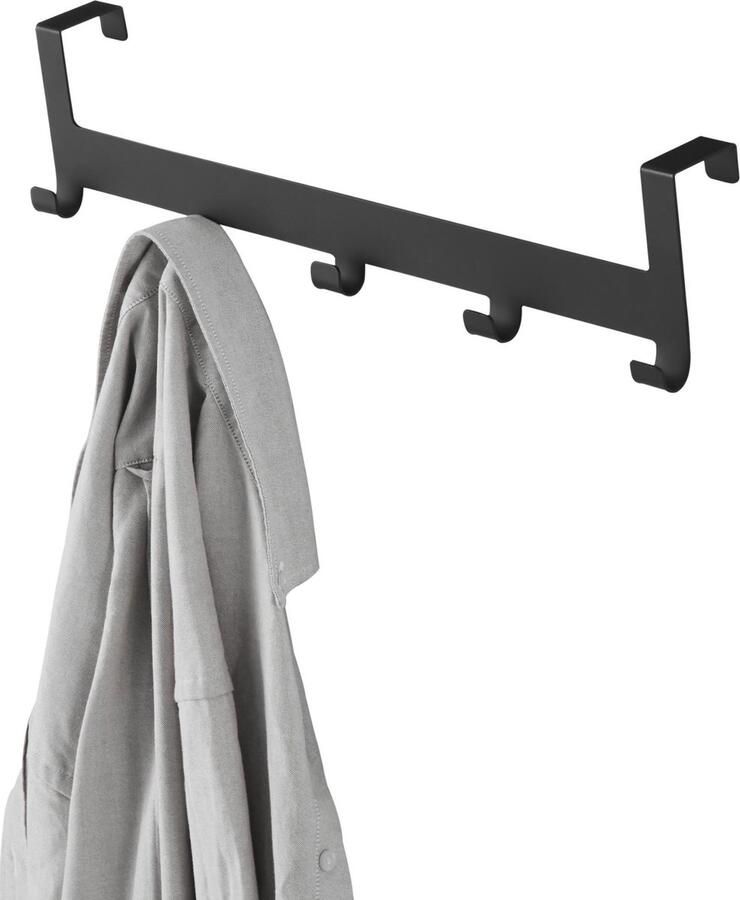Acaza Deurkapstok met 5 Deur Haken Deurhanger Kapstok voor Handdoek en Kleding Metaal Zwart