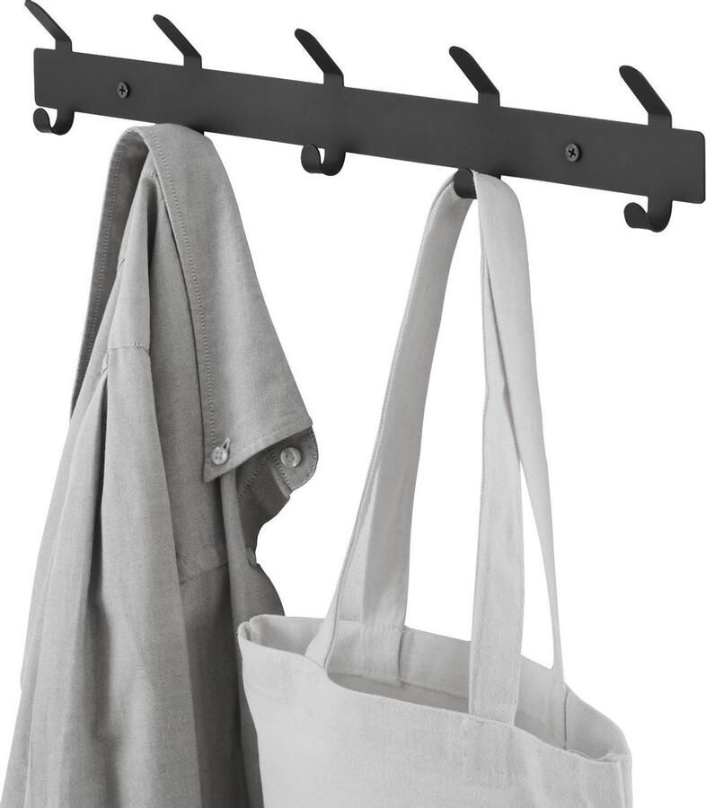 Acaza Wand Kapstok in Metaal Hangende Muurkapstok van 49 cm Lang met 10 Haken Zwart
