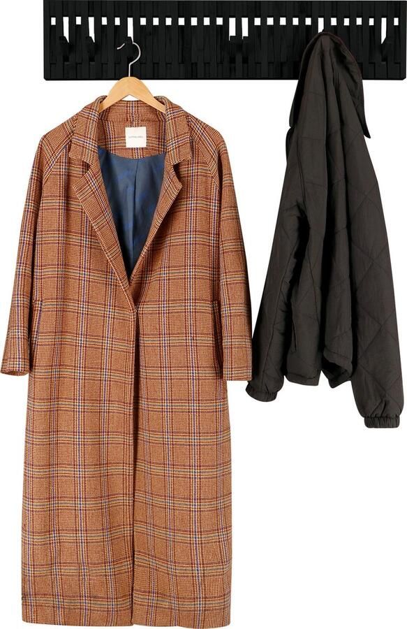 Acaza Wandkapstok Kapstok met 28 verstelbare Haken voor in Gang Woonkamer Slaapkamer Badkamer 87 cm lengte Zwart