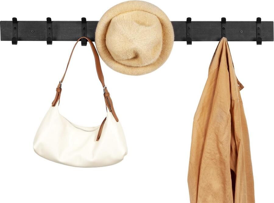 ACAZA Kapstok 16 Haken 88 cm Zwart Kapstok Hangend Muurkapstok Wand Kapstok Muurkapstok Hout