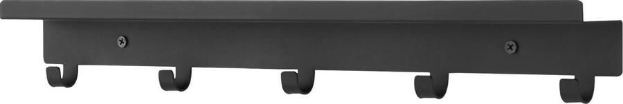 Acaza Kapstock Wandkapstok Metaal Hangende Muurkapstok met Plaats voor Sleutels bovenaan 5 Haken Zwart