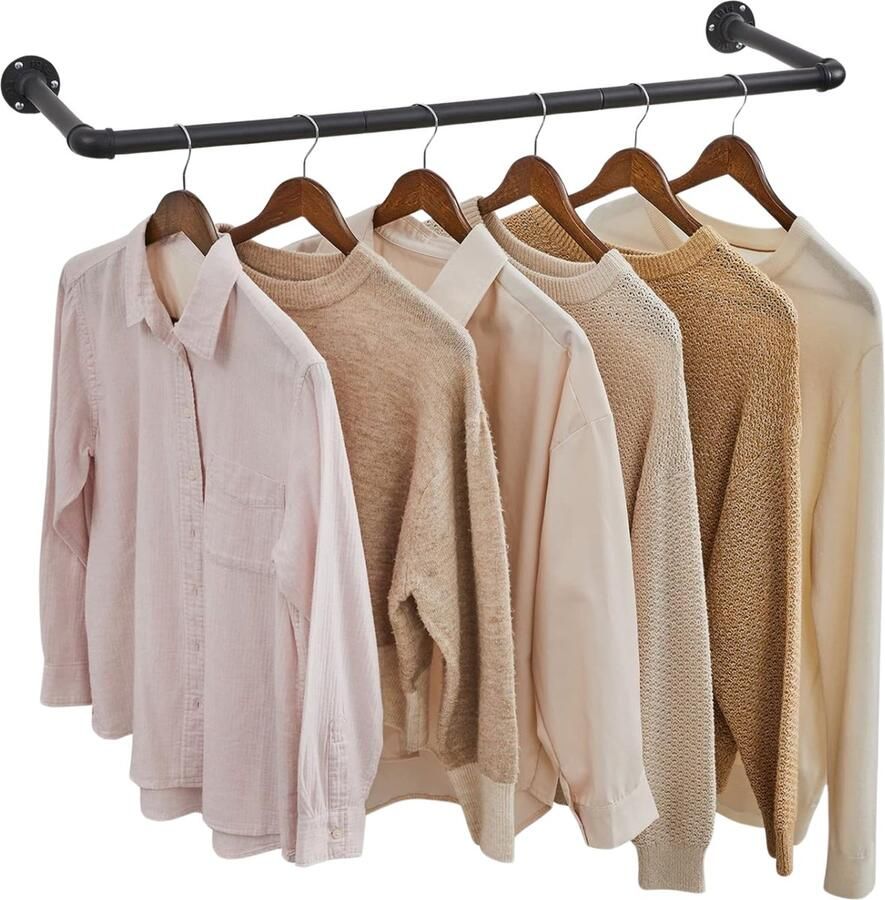 ACAZA Kledingstang Kledingrek 92 cm Kledingrek Metaal Kledingrek Zwart tot 50 kg Draagvermogen Eenvoudige Installatie Kleding rek