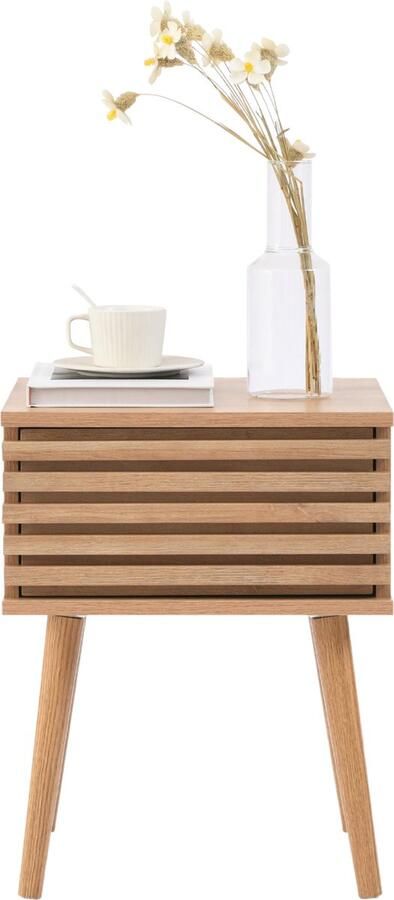 ACAZA Nachtkastje Nachtkastjes Bijzettafel Eiken Kleur 50 x 40 x 39 cm (H x B x D) Nachtkastjes modern Rotan Kast Nachtkastje hout Nachtkastje met Lade Nachtkastjes Rotan Kasten Rotan Nachtkastje