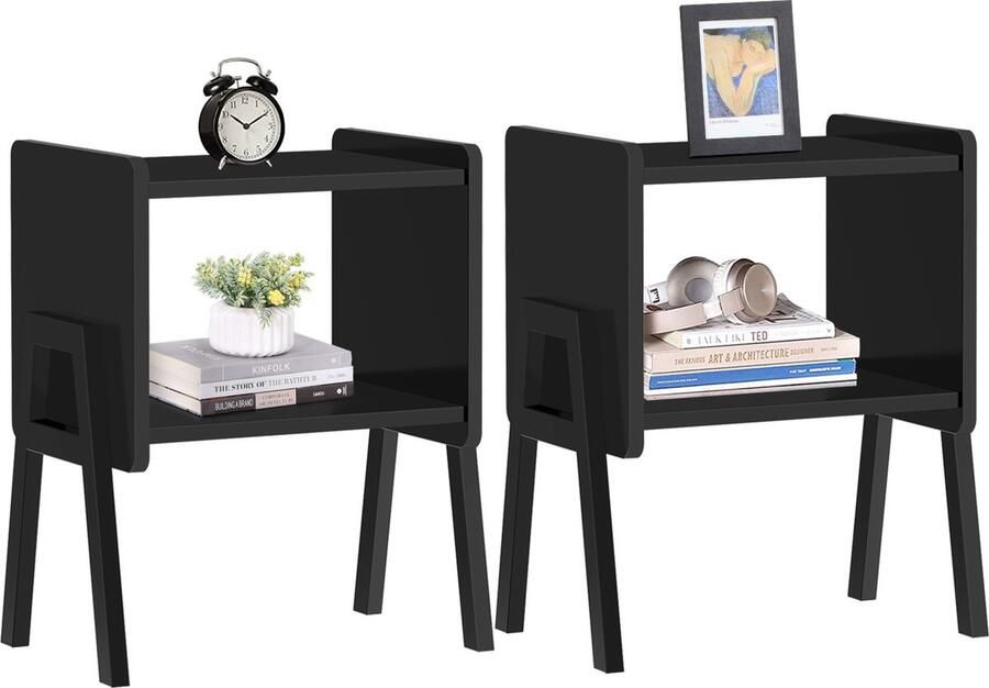 ACAZA Nachtkastje Nachtkastjes Bijzettafel Nachtkastjes set van 2 Nachtkastje Zwart 37 x 37 x 45 cm (L x B x H) Nachtkast Industriële Nachtkast Archiefkast Kast Kasten Nachtkastjes Industrieel