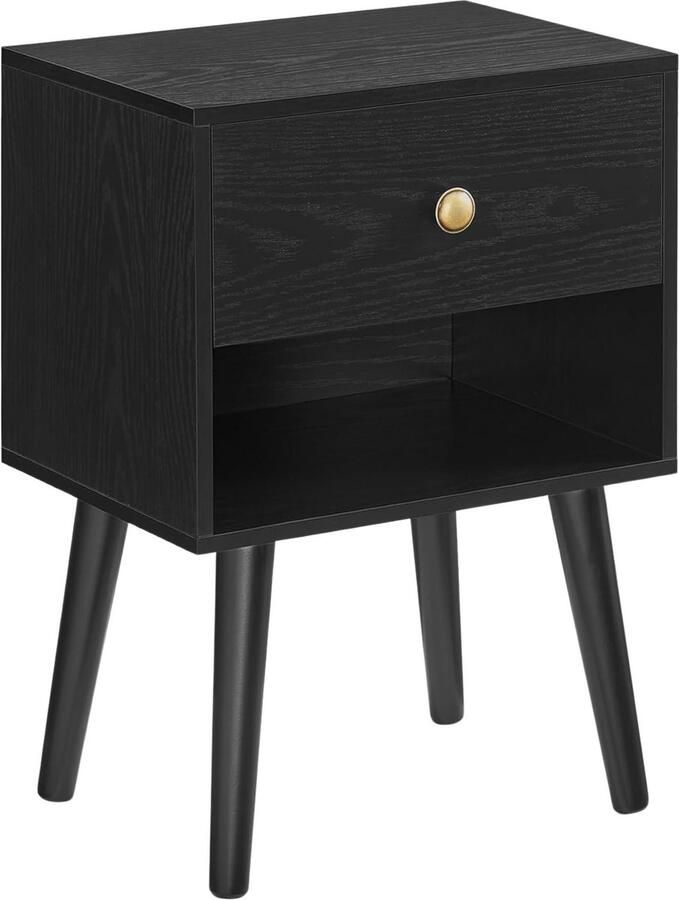 ACAZA Nachtkastje Zwart Nachtkast Nachtkastjes Modern 55 x 39 x 28 cm Nachtkastje met Lade Zwart