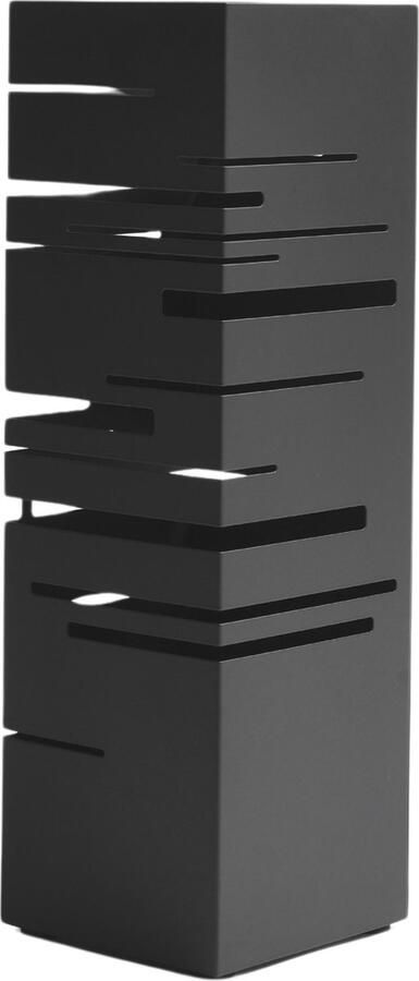 Acaza Paraplubak Zwart met Abstract Motief 49 cm Hoog Paraplubak Vierkant Parapluhouder Metaal Paraplubakken voor Paraplu's en Wandelstokken