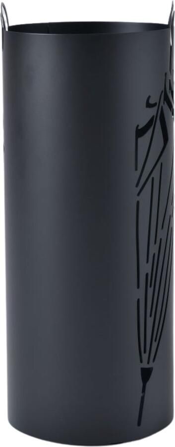 ACAZA Paraplubak Zwart met Paraplu Motief 45 5 cm Hoog Paraplubak Rond Parapluhouder Metaal Paraplubakken voor Paraplu's en Wandelstokken