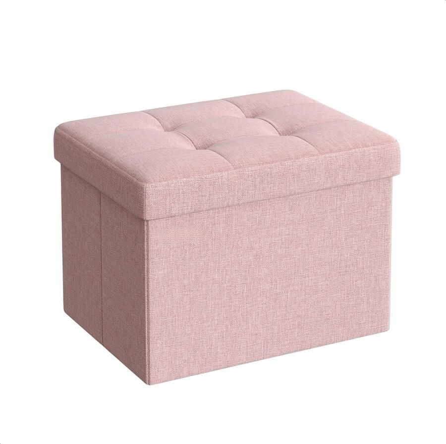 Acaza Poef Hocker Opberger Zitbank met Opbergruimte Opvouwbaar 31x31x41 Roze