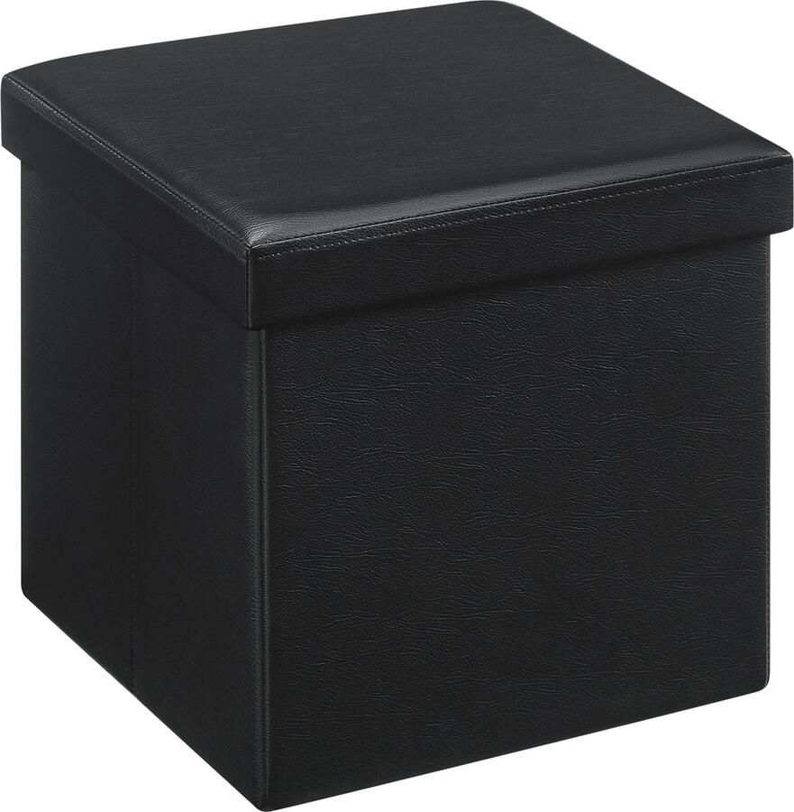 Acaza Opvouwbare Opberg Poef Voetenbank Met Opbergruimte Opbergbox Hocker Zitkist Zwart 38 cm Hoog en 38 cm Breed