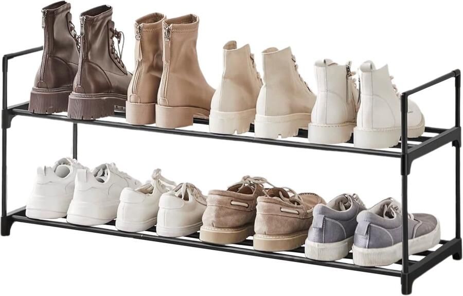 Acaza Schoenenrek 2 Lagen Voor 8 paar schoenen Metaal Zwart- Schoenenrek Metaal Schoenenrek Zwart -Praktisch Schoenenrek