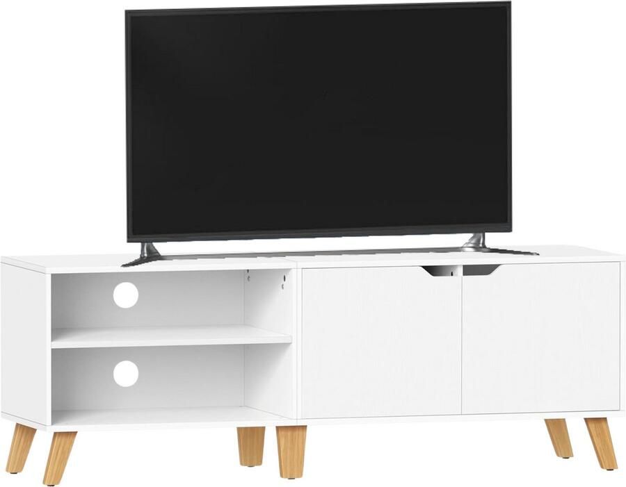 ACAZA TV Meubel TV kast Wit 140 x 40 x 50 cm (L x B x H) TV Standaard Kast TV Meubel Industrieel Kasten Kast met Planken TV meubel hout