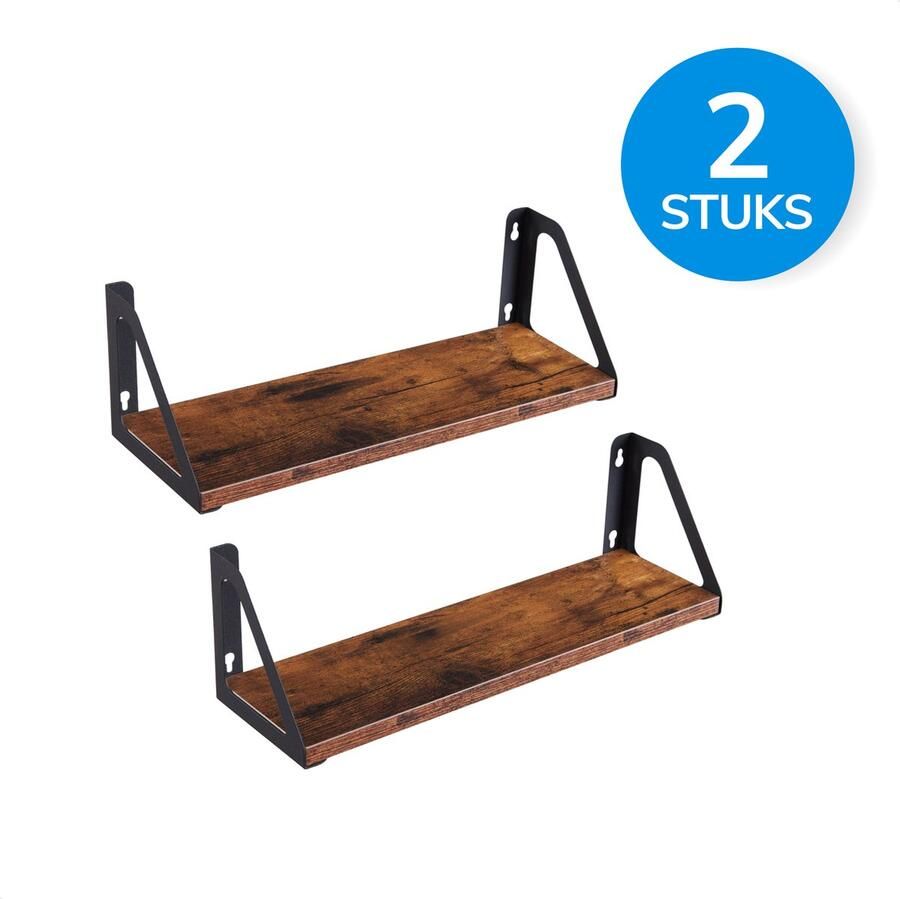 ACAZA Wandplank 2 Stuks 40 x 12 x 11 cm Wandrek Boekenrek Boekenplank Wandplank Zwevend Vintage Bruin